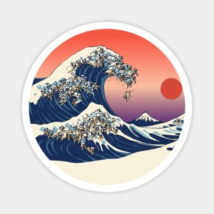 The Great wave of Pugs Magnet
